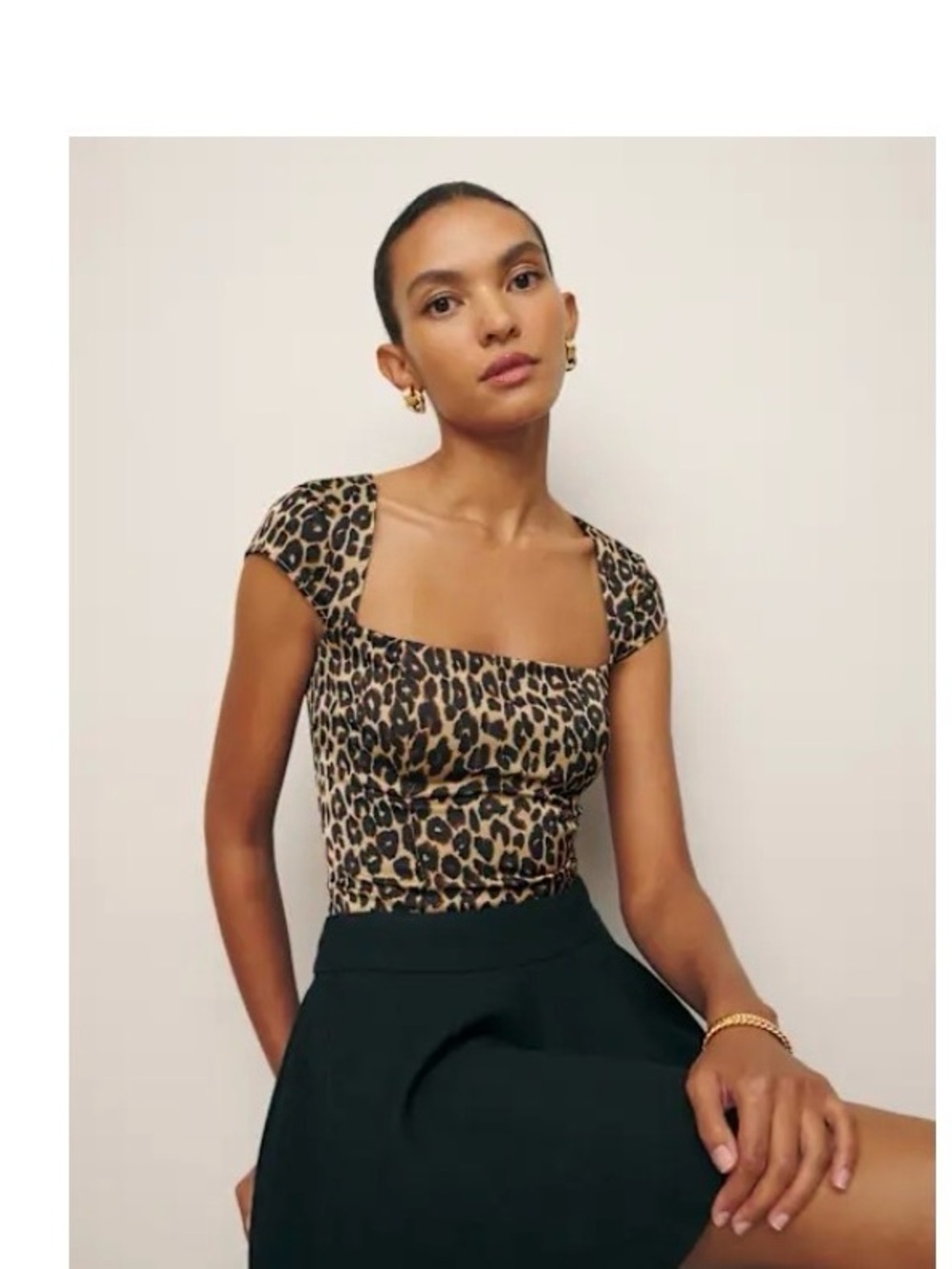Reformation Cora Satin Top Leo - Size 0